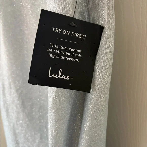 NWT Lulus Ombre Lurex Maxi Dress Blue Silver Glitter Formal Prom Small - Picture 8 of 11